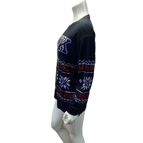 Festive Sequin Holiday long sleeve shirt Small 2016 vs pink - Picture 2 of 9